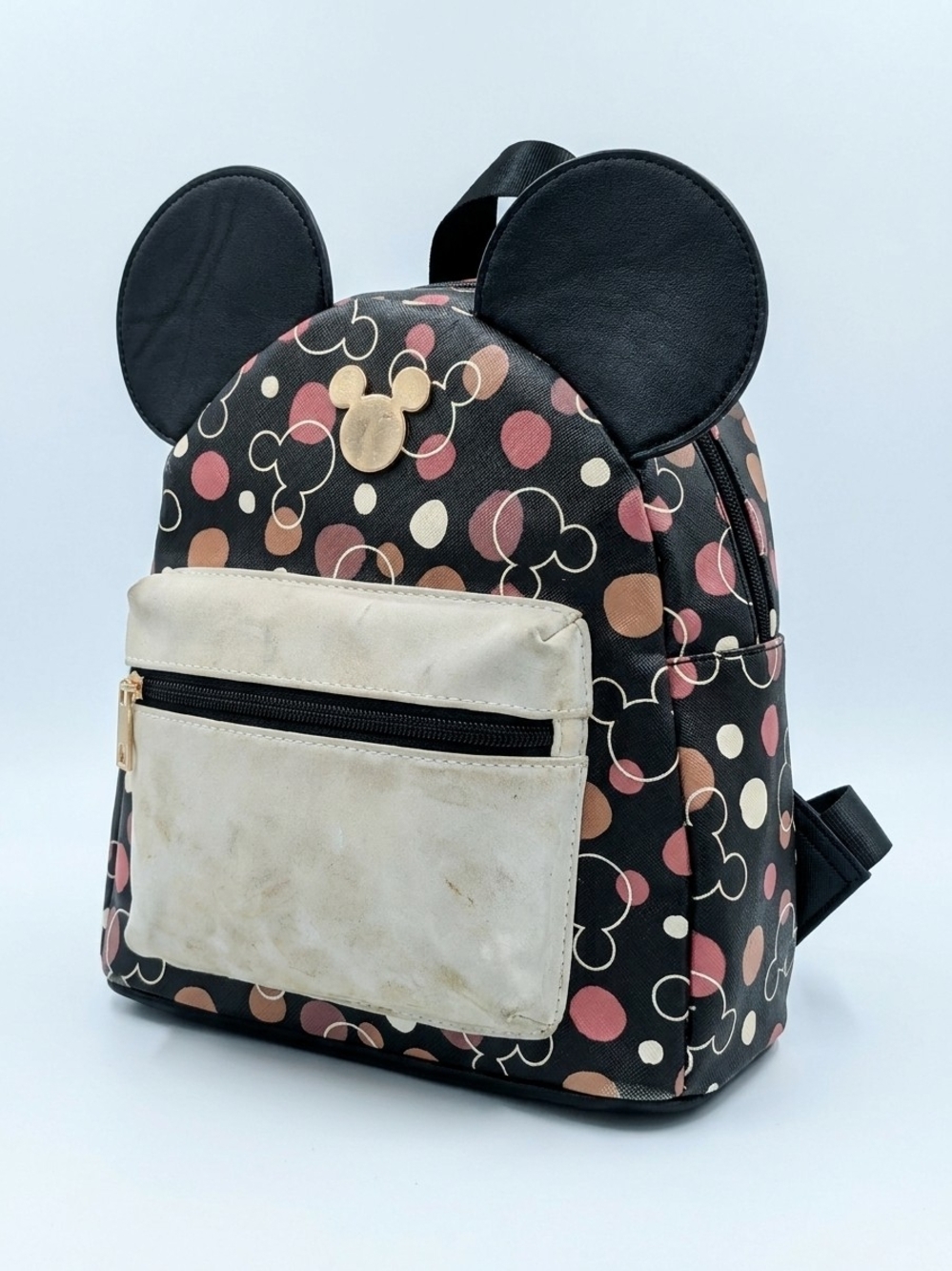 Disney Black Mini Backpack with Pink and Cream Dots